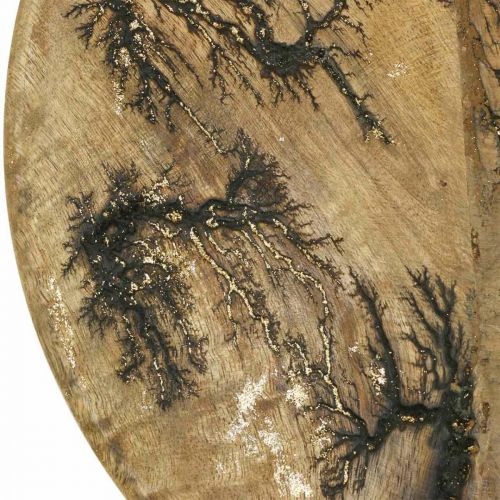 Artikel Deko Teller Holz Natur, Gold Crackle Effekt Mangoholz Ø30