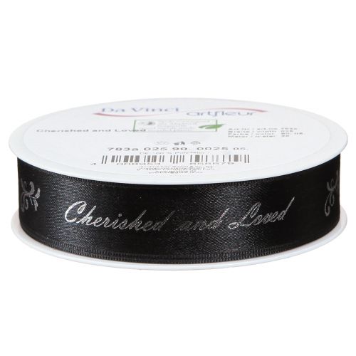 Artikel Trauerband Spruch Schwarz Silber Cherished … 25mm 25m