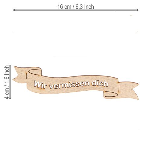 Artikel Trauerspruch Holz Banner für Gedenkfloristik 16×4,5cm 12 St
