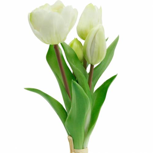 Floristik24.de Künstlicher Real Weiß-11897 Seidenblumen, Touch Tulpen-Strauß, Tulpen