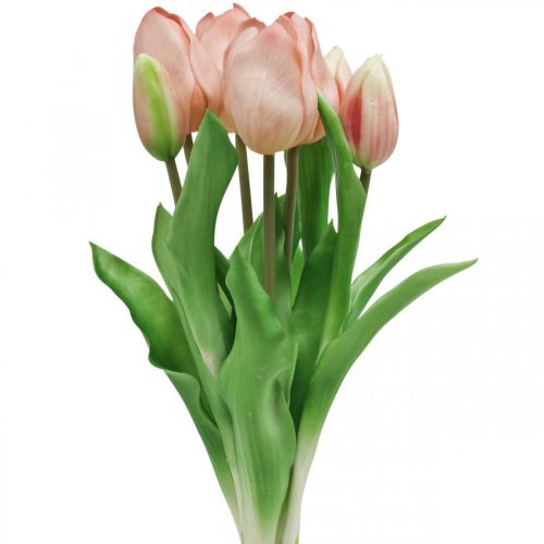 Floristik24.de Künstliche Tulpen Real-Touch Pfirsich 38cm 7St-02300 Rosa Bund à