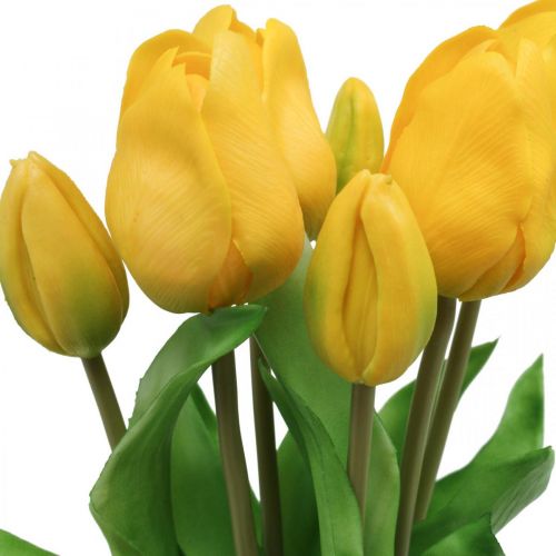 Floristik24.de Tulpe Kunstblume Gelb Real Touch Frühlingsdeko 38cm Strauß à  7St-02301