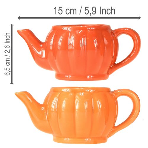 Artikel Übertopf Keramik Teekanne Orange sortiert 15×9×6,5cm 2 St