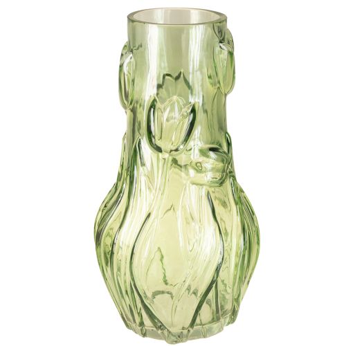 Artikel Vase aus Glas mit geprägtem Tulpendesign für harmonische Raumgestaltung 30cm