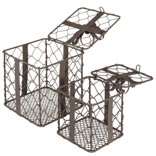 Artikel Vintage Drahtkorb Geschenk Metall Grau 10,5/7,5cm Set à 2 St