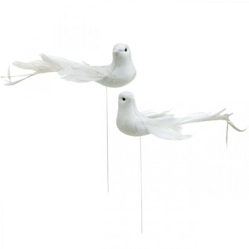 Artikel Weiße Tauben, Hochzeit, Deko-Tauben, Vögel am Draht H6cm 6St