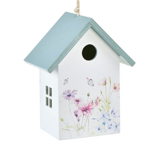 Vogelhaus Deko Frühling Weiß Türkis 15x10,5x19cm 2 St