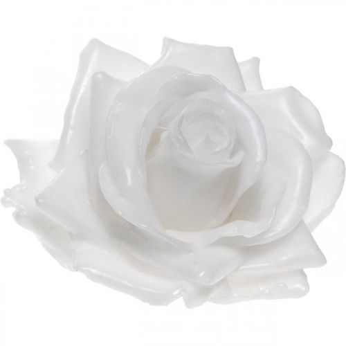 Floristik24 Wachsrose Weiß Ø10cm Gewachste Kunstblume 6St