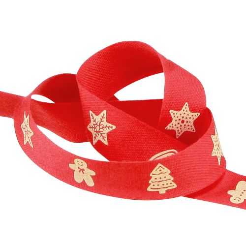 Artikel Weihnachtsband in Rot und Creme Motivband B15mm L15m