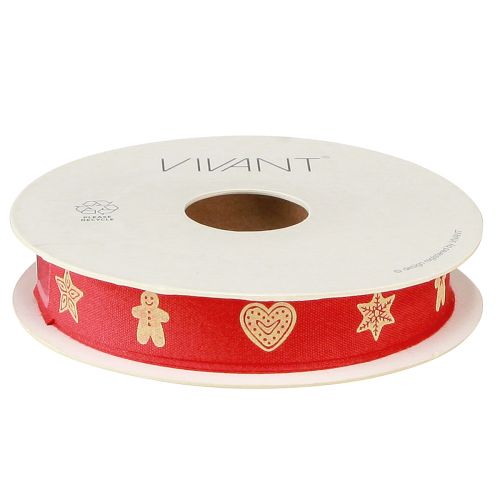 Artikel Weihnachtsband in Rot und Creme Motivband B15mm L15m