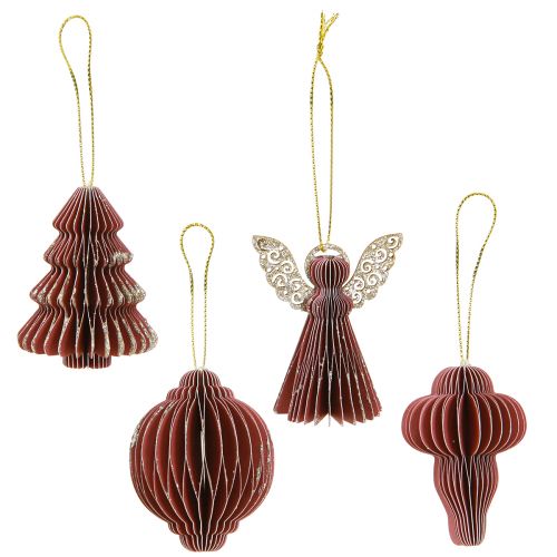 Artikel Weihnachtsdeko Papier Baumschmuck Bordeaux 6cm 12 St