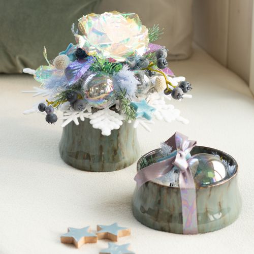 Artikel Glaskugel in Perlmutt-Optik mit irisierendem Schimmer 6cm 24St