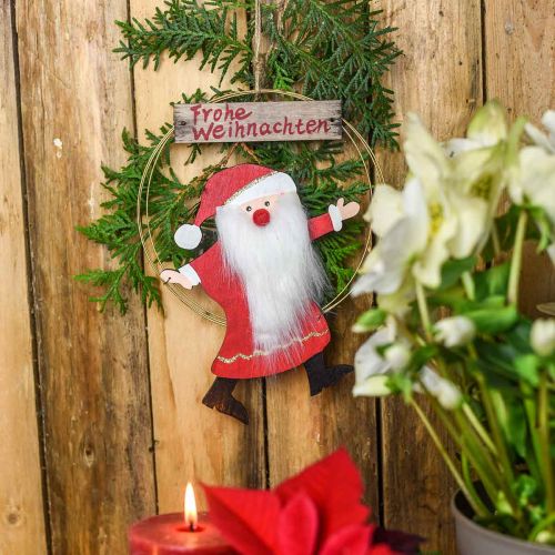 Floristik24.de Weihnachtsmann 3St-01333 Ø16cm Dekoring, Frohe Anhänger im Weihnachten, H21,5cm Adventsdeko