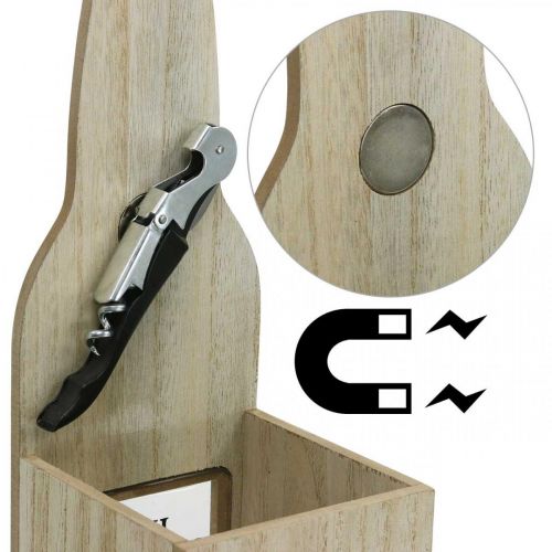 Artikel Präsentkiste, Flaschenhalter „Zum Wohl“, Geschenkkiste mit Flaschenöffner H35cm B10,5cm