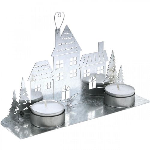 Floristik24.de Weihnachtsdeko Häuser, L20cm-06733 Metall Teelichthalter