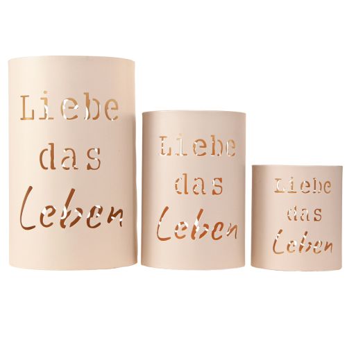 Artikel Windlicht „Liebe das Leben“ Beige Gold Ø13/10,5/9cm 3er-Set