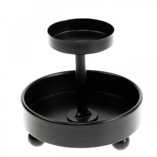 Floristik24 Windlicht Glas Teelichthalter Metall Schwarz H18cm