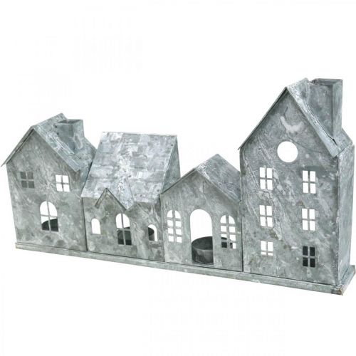 Floristik24 Lichterhäuser, Metallwindlicht, Fensterdeko, Advent, Silbern Shabby Chic L37,5cm H20cm