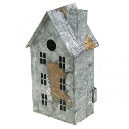 Artikel Windlicht Haus Metall Shabby Chic Weiß gewaschen, Rost H20cm