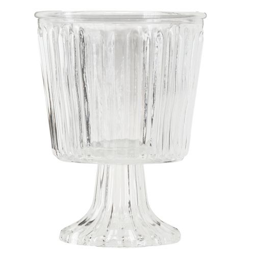 Artikel Windlichtglas Pokal geriffelt Glas Deko Ø11,5cm H15cm
