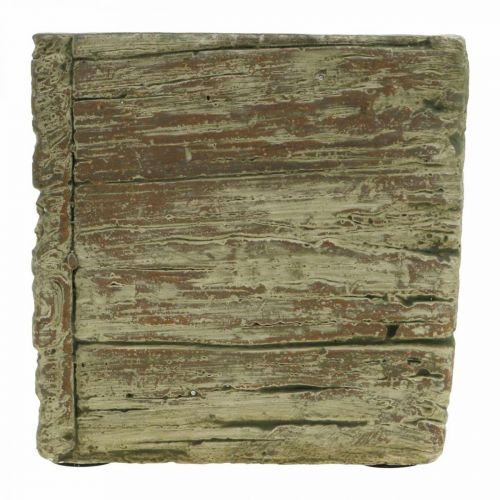 Floristik24 Blumentopf quadratisch 12x12cm Beton Würfel Holz Look