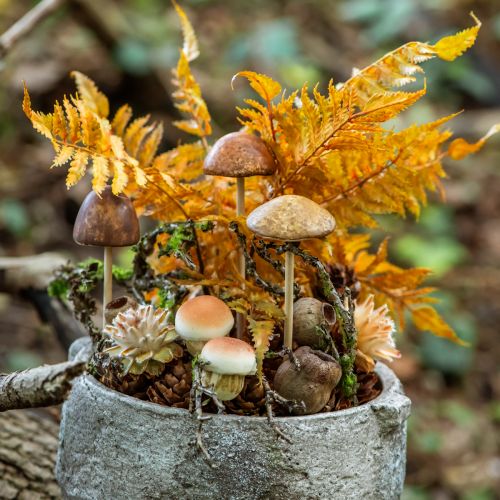 Artikel Deko Pilze am Stab Klein und Groß Braun H10/11,5cm 8 St