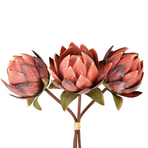 Artikel Deko Protea künstlich Kunstblumen Rotorange 34cm 3St