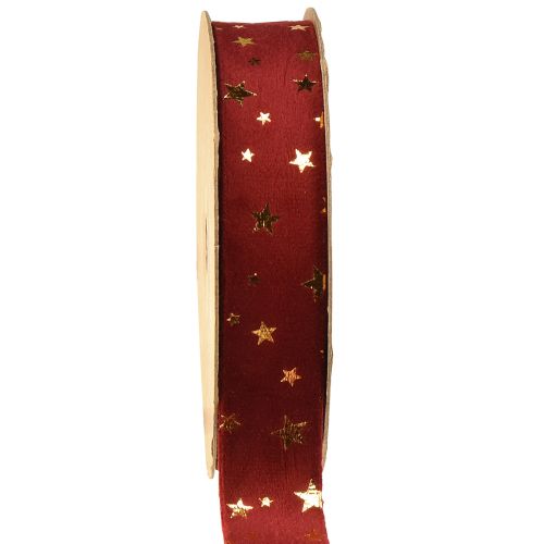 Floristik24 Samtband Weihnachten Sternenband Rot Gold B25mm L8m