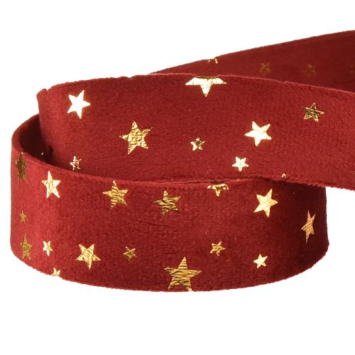 Artikel Samtband Weihnachten Sternenband Rot Gold B25mm L8m