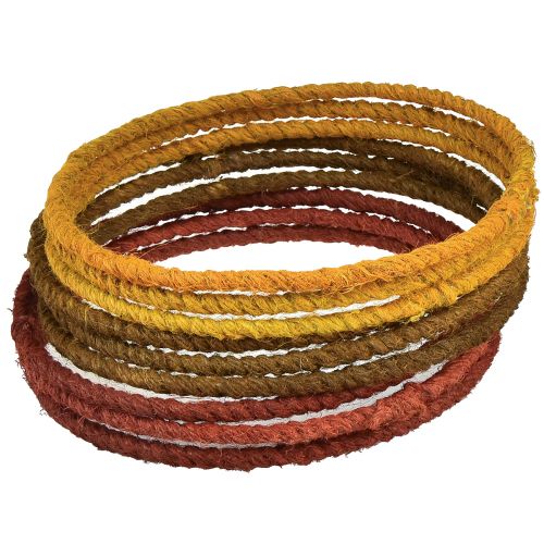Artikel Dekoring farbig Ring Jute Loop Gelb Ocker Braun Ø20cm 9St