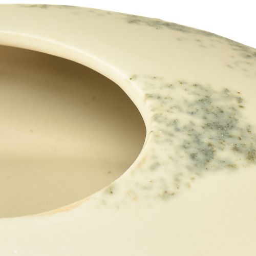 Artikel Dekoschale oval Flache Keramikschale Creme Graugrün 19×14×5cm