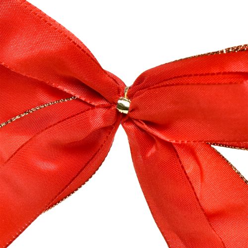 Artikel Dekoschleife Rote Schleife mit goldenem Rand – Elegante Weihnachtsdeko 4cm breit 15×21cm 10St