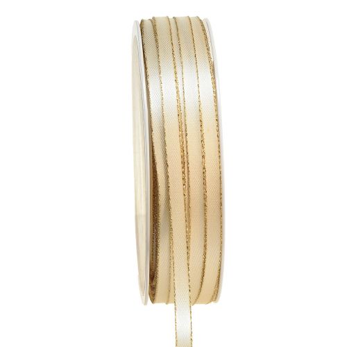 Artikel Doppelsatinband Schmuckband in Creme Gold B6mm L50m