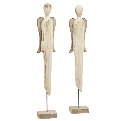 Engel Holz Figur Weihnachten Weiß gewaschen H46cm 2St