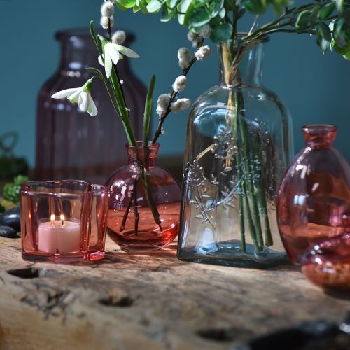 Artikel Glasvasen Bauchig Rosa Retro Minivasen Ø7,5cm H9cm 6 St