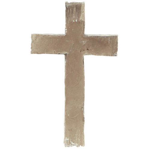 Artikel Grabschmuck Kreuz rustikal Grau Weiß Polyresin 12×7cm 6 St