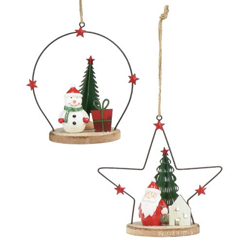 Dekohänger Weihnachtsmann Schneemann Stern H13cm 2St