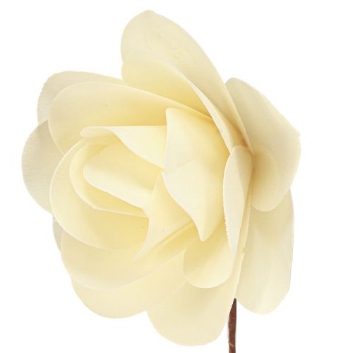 Floristik24 Holz Deko Rosen Creme Künstliche Rosen Holzrosen Ø10cm 12 St