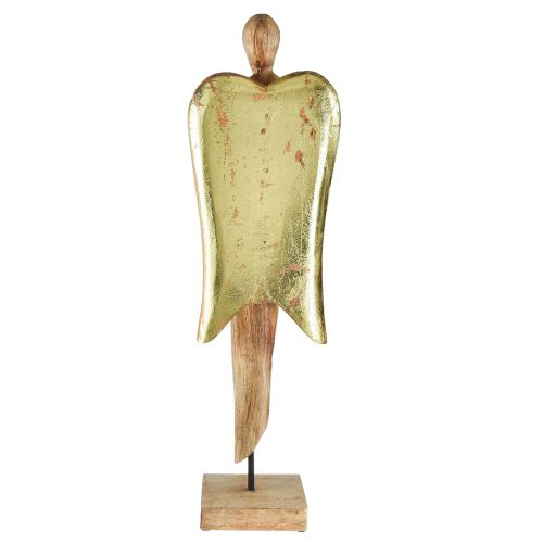 Floristik24 Holzengel Holzfigur Engel Deko Natur Gold 17×9×60cm