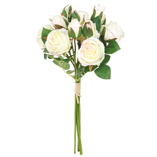 Künstliche Rosen Kunstblumen Bund Creme 36cm 6St × 2Bd