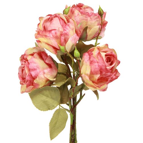 Kunstrosen Pink Deko Rosen mit Knospen L44cm 4 St