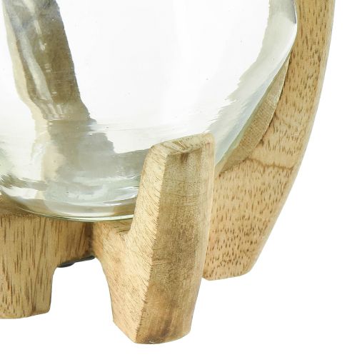 Artikel Laterne Holz Glas Windlicht Deko Mangoholz Natur Ø14cm H26cm