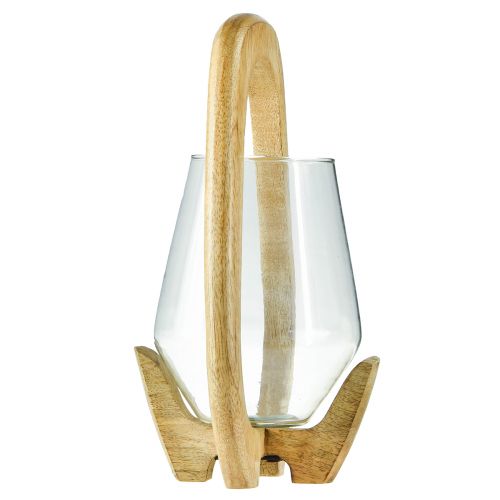 Artikel Laterne Holz Glas Windlicht Deko Mangoholz Natur Ø14cm H26cm