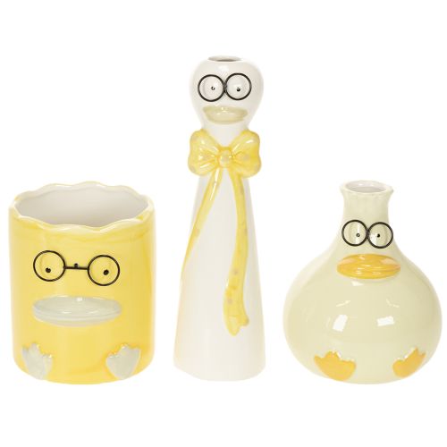 Artikel Figur Ente mit Brille Keramik als fröhliche Frühlings- und Sommerdeko 25cm 3St
