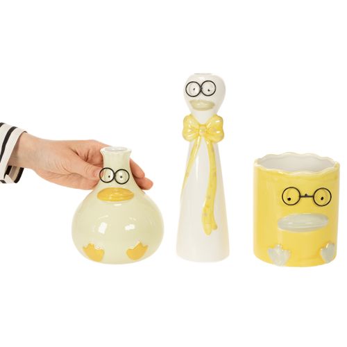Artikel Figur Ente mit Brille Keramik als fröhliche Frühlings- und Sommerdeko 25cm 3St