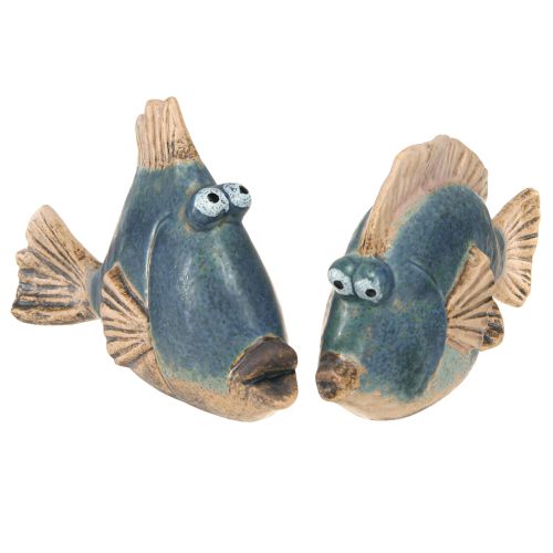 Floristik24 Maritime Deko Fische Blau Keramikdeko Sortiert 19/17cm 2 St