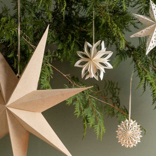Artikel Papiersterne Weihnachtsdeko Baumschmuck Weiß Gold 15cm 6 Stück