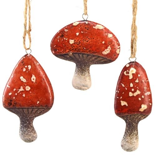 Charmante rote Pilzanhänger mit Juteschnur – 3 cm, Set aus 6 – Perfekte Herbst- und Weihnachtsdekoration