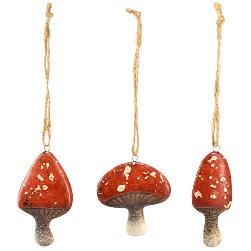 Artikel Charmante rote Pilzanhänger mit Juteschnur – 3 cm, Set aus 6 – Perfekte Herbst- und Weihnachtsdekoration