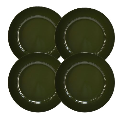 Artikel Eleganter dunkelgrüner Plastikteller – 28 cm – Ideal für stilvolle Tischarrangements und Dekoration
